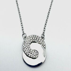 New Freida Rothman Eternity Knot Pave Pendant Sterling Silver Necklace
